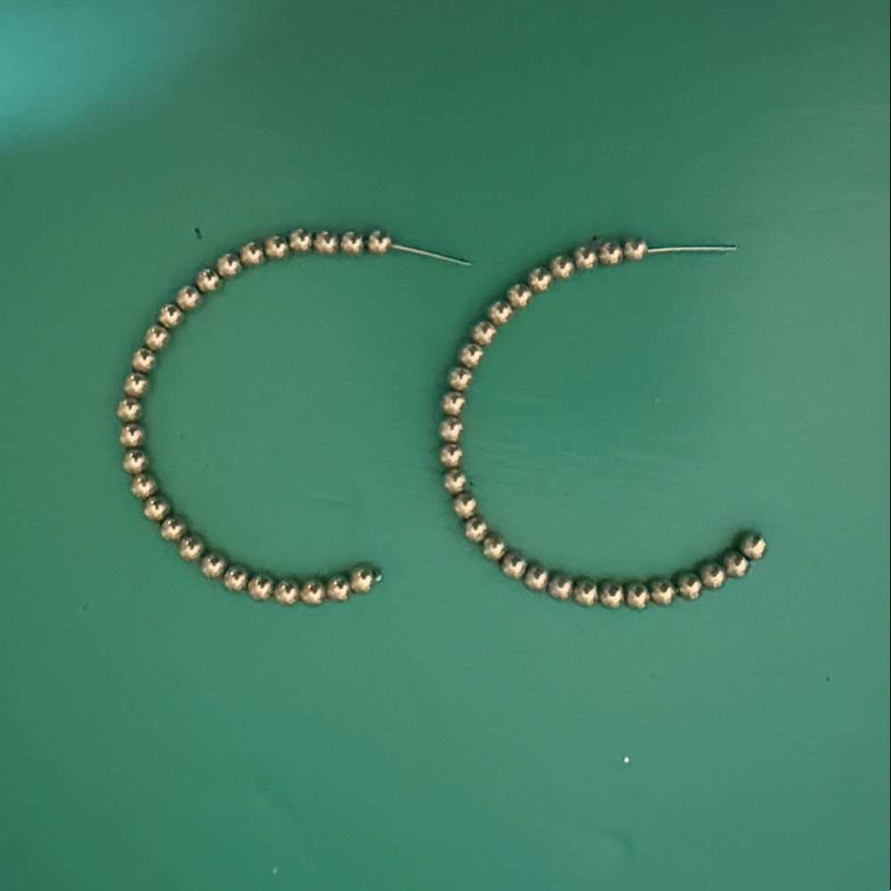 Gold Beaded Hoop Earrings for Women
